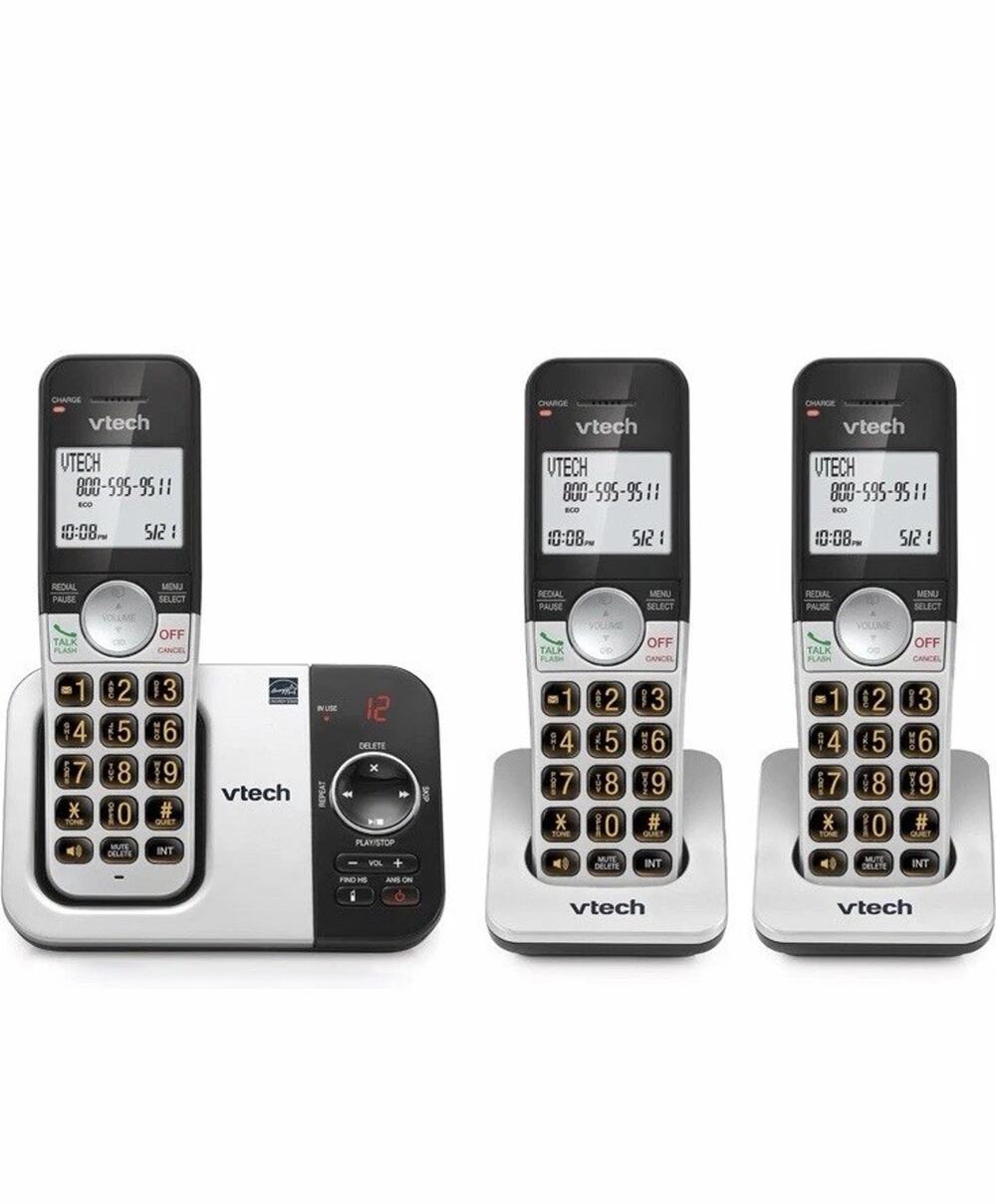 VTech Cordless Phone with 3 Handsets —Big Buttons, Large Backlit Display Vg232-3